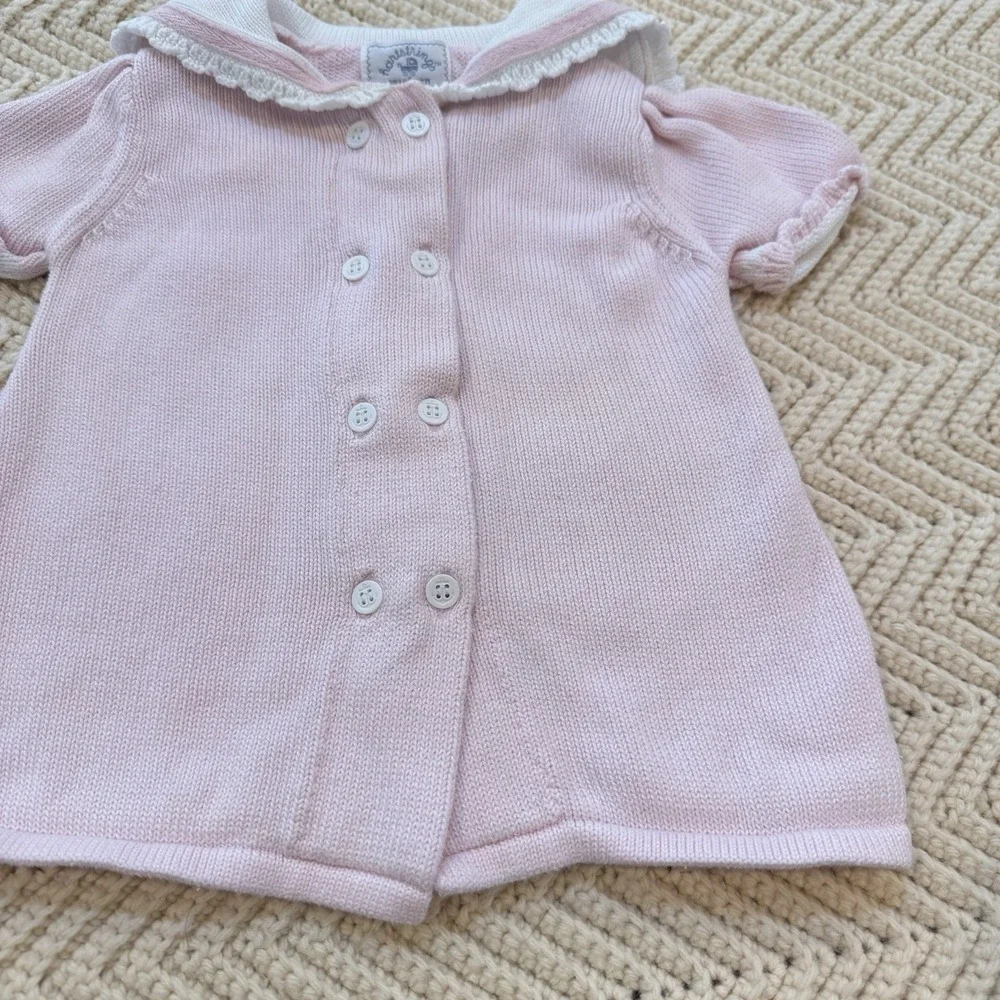 Hartstrings Sweater Baby‎ Girls 9 Mos Light Pink Cotton Button Up Preppy Y2K VTG